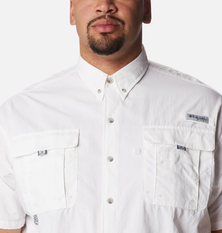 Men's Columbia PFG Bahama II Short Sleeve Shirts White | Plus Size CA-D03CA